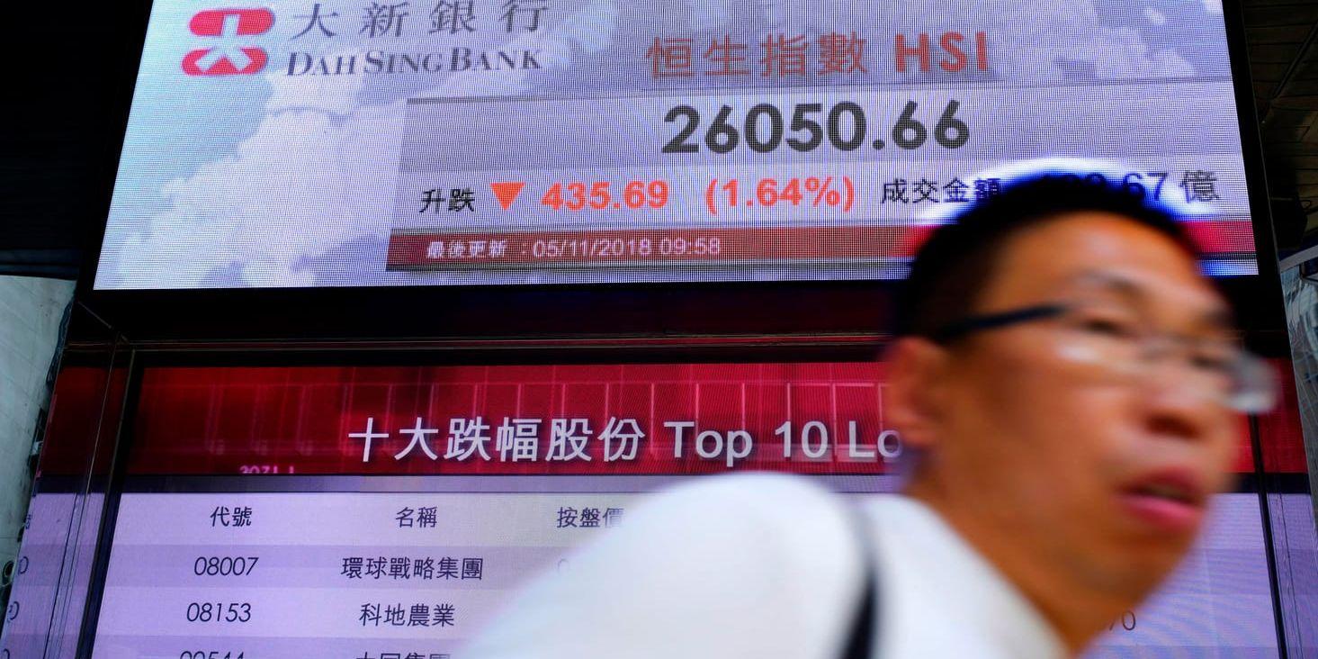 Hongkongbörsen svagt på minus. Arkivbild.