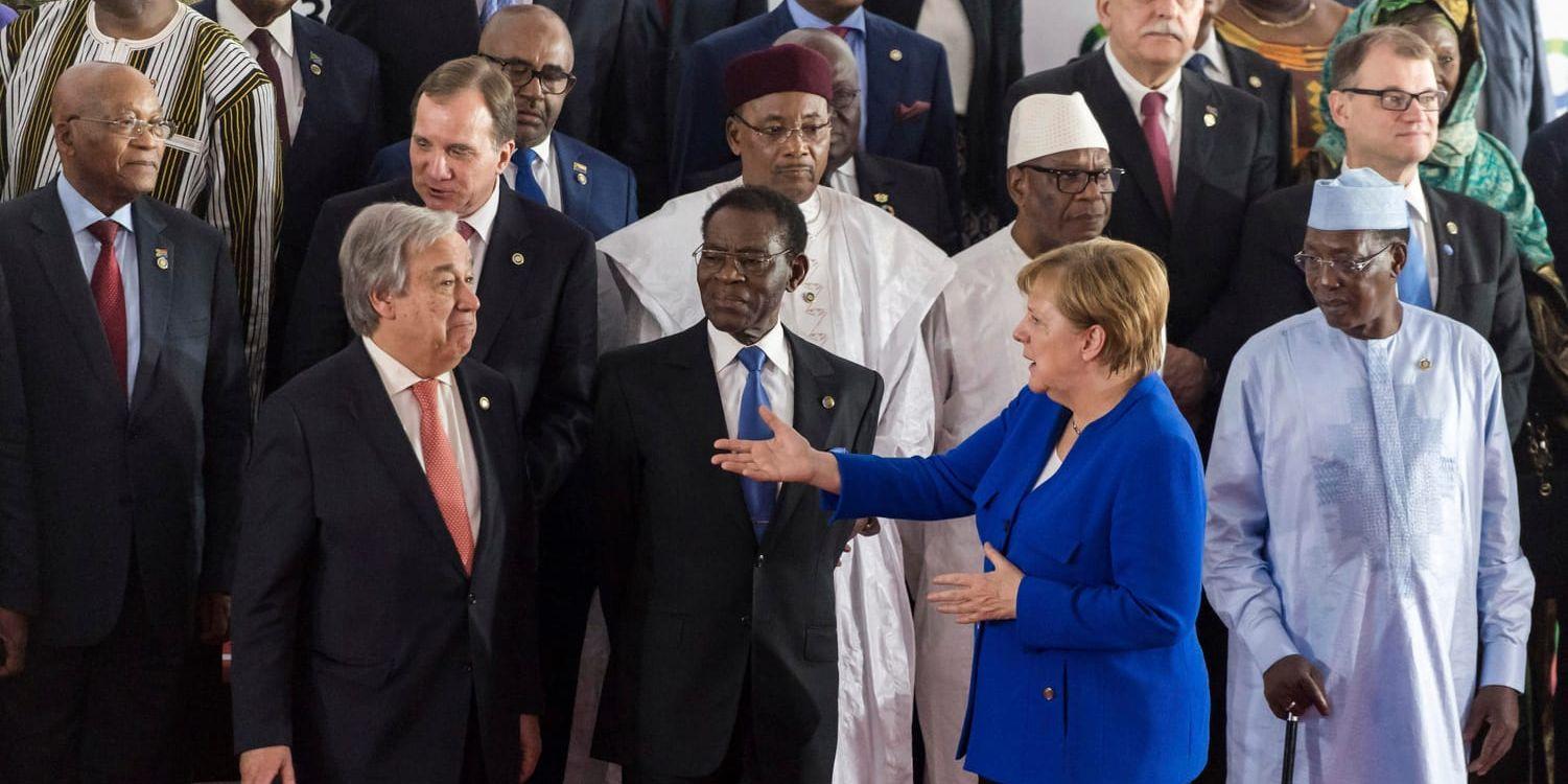 Några av EU:s och AU:s ledare som är på plats under toppmötet i Abidjan.