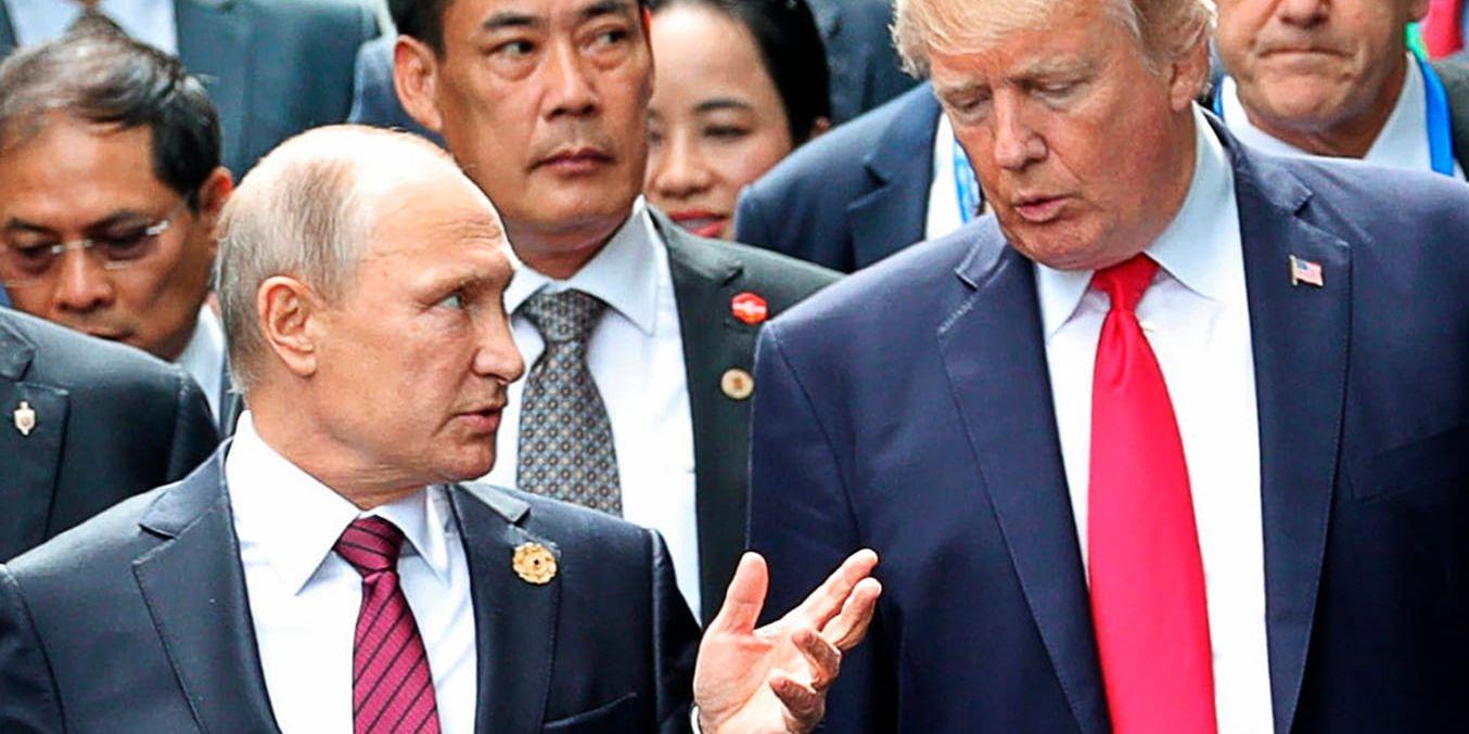 Vladimir Putin och Donald Trump, Rysslands och USA:s presidenter. Arkivbild.