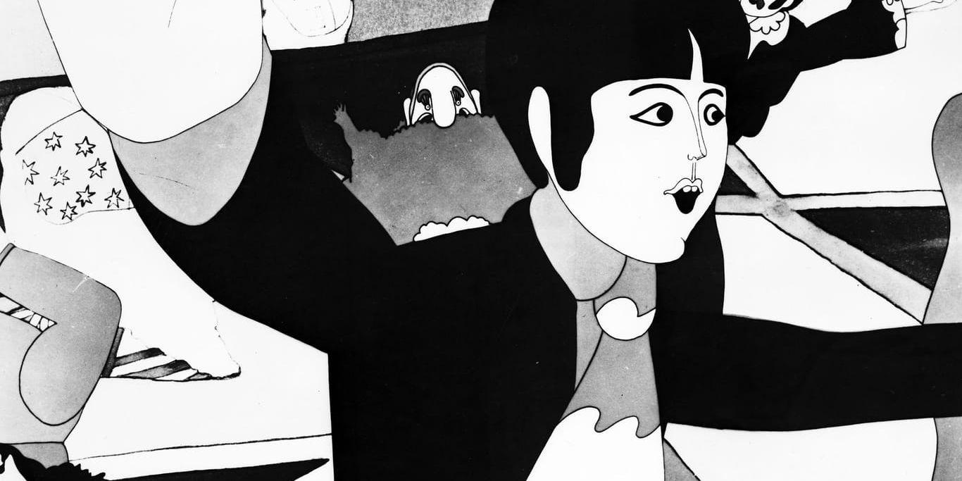 Sekvens ur den animerade filmen "Yellow submarine" som nu omarbetats till serieroman. Arkivbild.