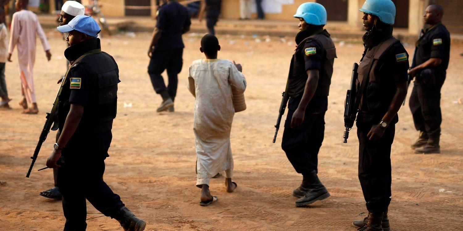 FN-soldater i Centralafrikanska republikens huvudstad Bangui. Bilden är från ett annat tillfälle och har ingen koppling till texten.