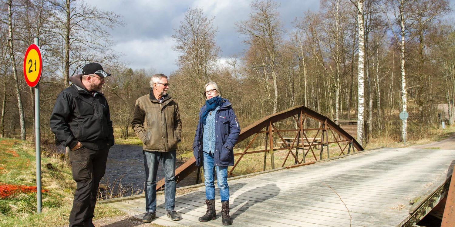 Återvunnen. Johan Inghammar, Bengt Lindberg och Birgitta Albertsson vill förse bron med en informationstavla om dess historia framöver.