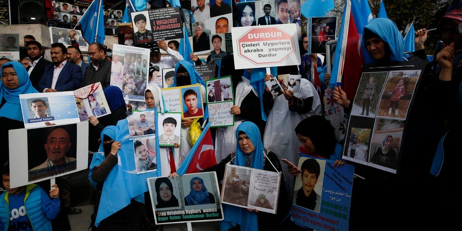 En protest i Turkiet mot förtrycket mot muslimska uigurer i Kina. Arkivbild.
