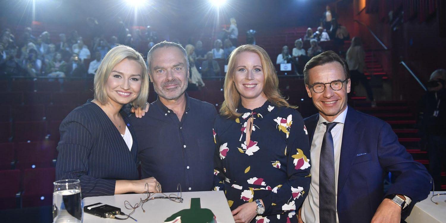 Från vänster Ebba Busch Thor (KD), Jan Björklund (L), Annie Lööf (C) och Ulf Kristersson (M) inför Aftonbladets partiledardebatt på Cirkus i Stockholm.