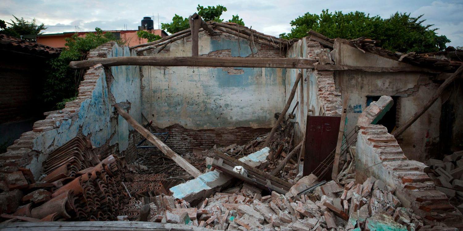 Ett av alla förstörda hem i delstaten Oaxaca efter jordskalvet.