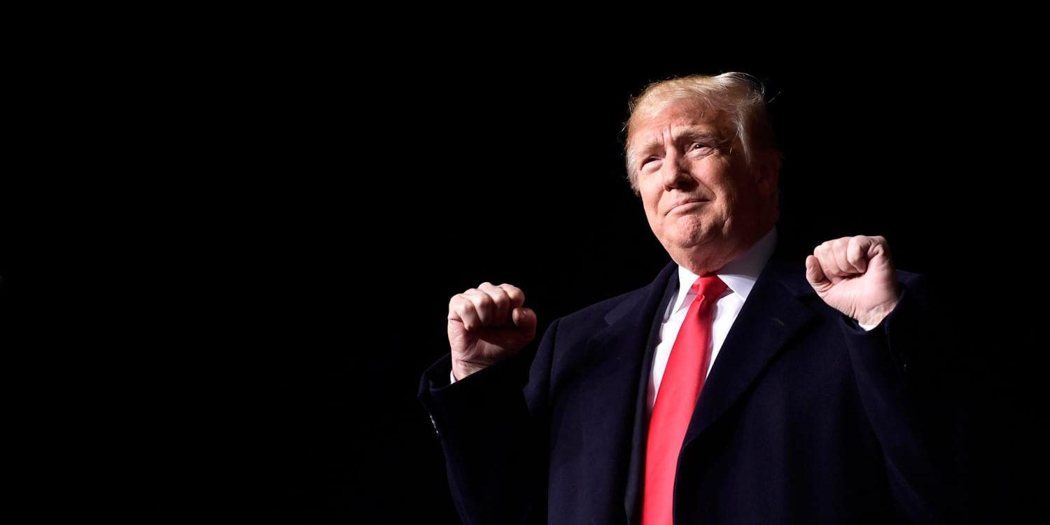 USA:s president Donald Trump talade under ett kampanjmöte i Mosinee, Wisconsin.