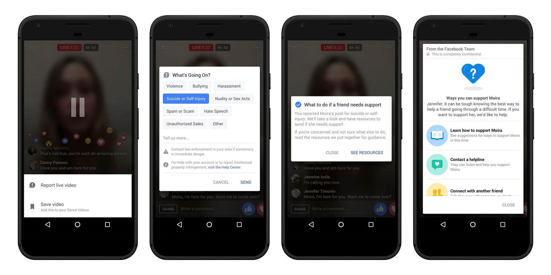 Facebooks program söker igenom statusuppdateringar, kommentarer och livesändningar i jakt på formuleringar som tyder på att någon har självmordstankar.