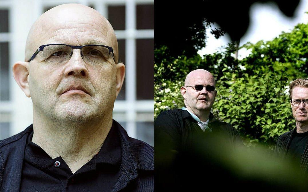 Kriminalförfattaren Börge Hellström har avlidit. Foto: TT/Kollage.