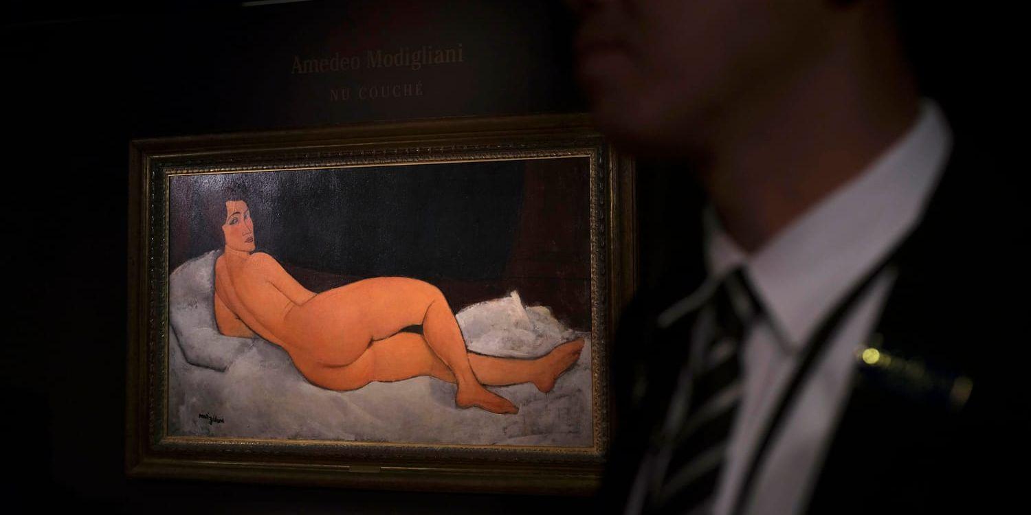Amedeo Modigliani "Nu couché" säljs på rekordauktion i Hong Kong den 14 maj.