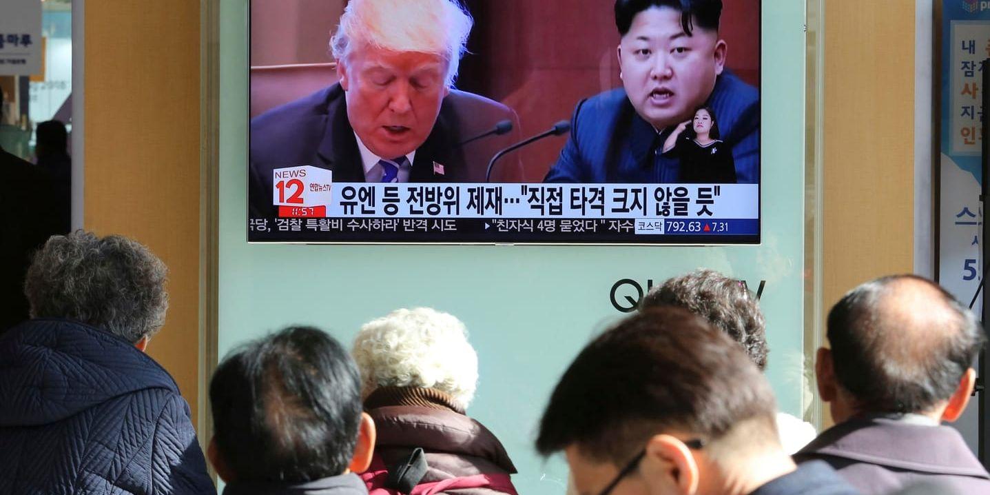 Konflikten mellan USA:s president Donald Trump och Nordkoreas diktator Kim Jong-Un har trappats upp under året. Bilden visar en station i Sydkorea.