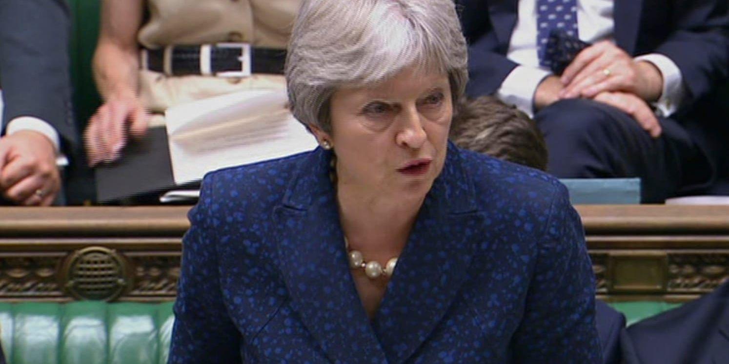 Storbritanniens premiärminister Theresa May klarade sig med knapp marginal undan ett nederlag i parlamentet. Arkivbild.