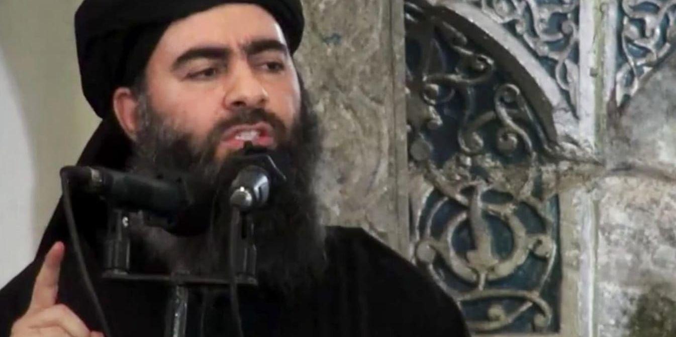 En bild på terrorledaren Abu Bakr al-Baghdadi som jihadistgruppen IS offentliggjorde 2014. Arkivbild.