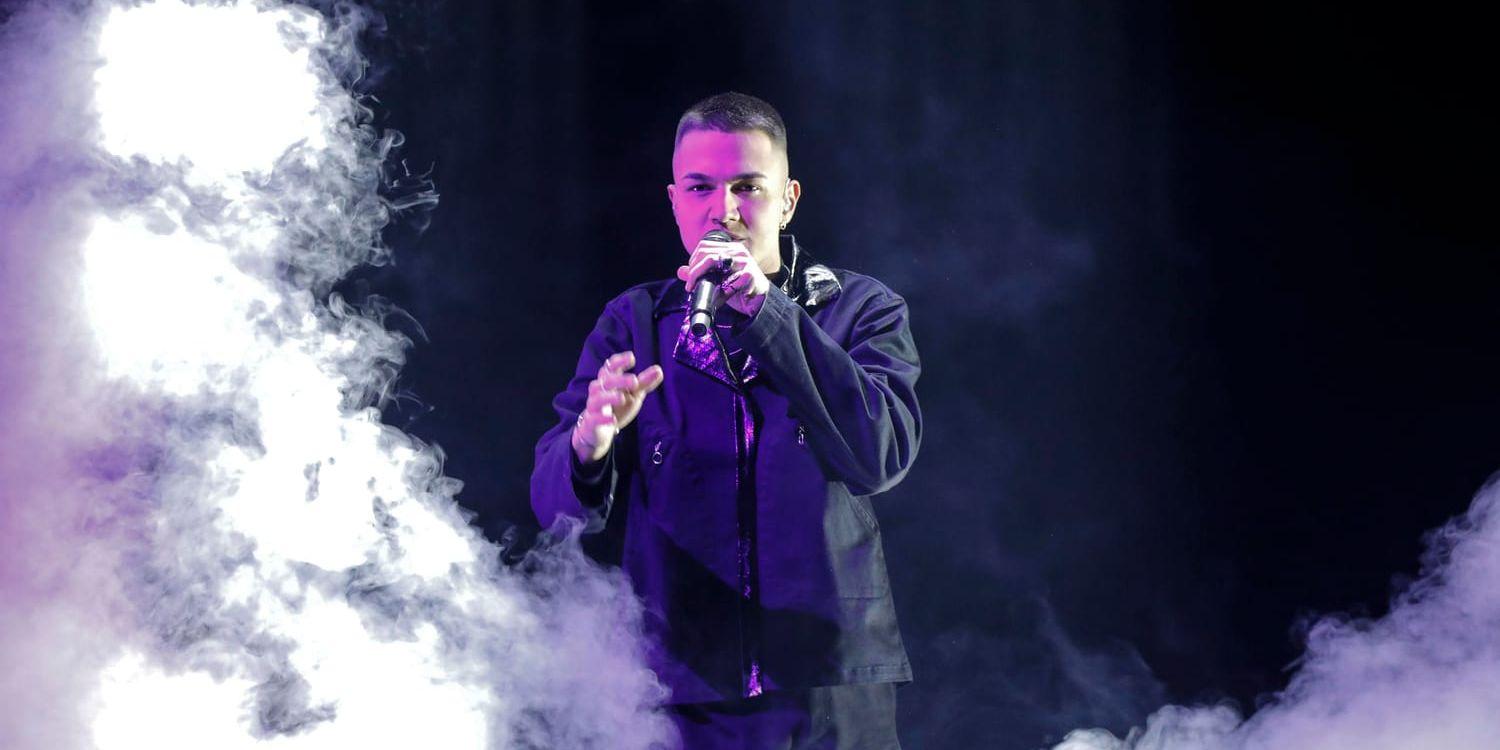 Liamoo tävlar med låten "Last breath" i Melodifestivalens final på lördag. Här repeterar han under ett publikt genrep i Friends arena.