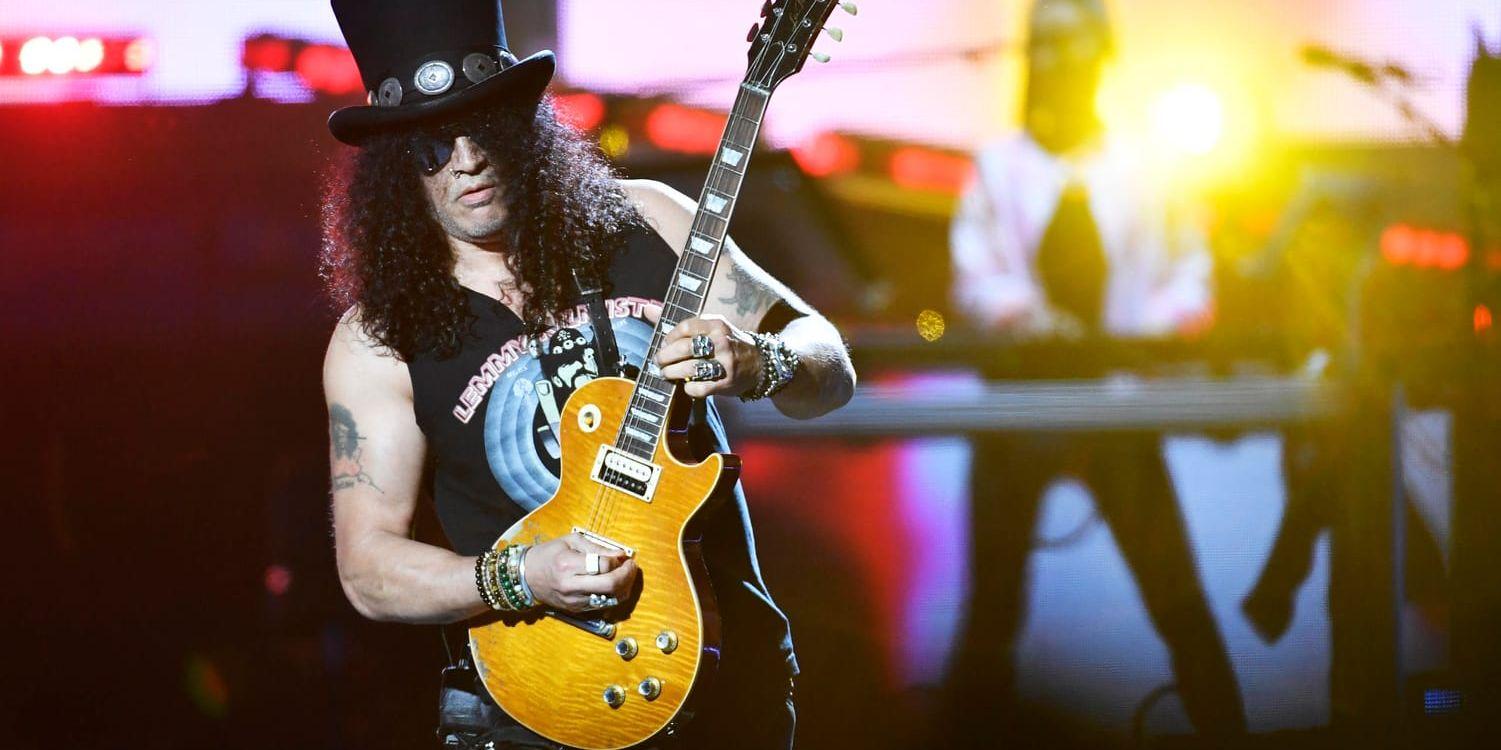 Gitarrmärket Gibson riskerar att gå i konkurs. Bland andra Slash är känd för att spela på en Gibsongitarr. Arkivbild.