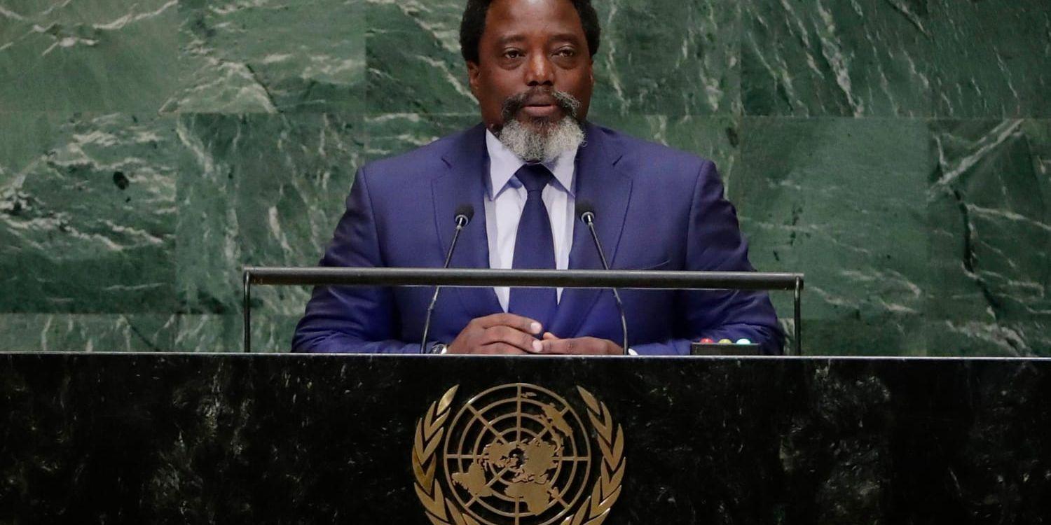 Kongo-Kinshasas president Joseph Kabila under ett tal i FN:s generalförsamling i september. Arkivbild