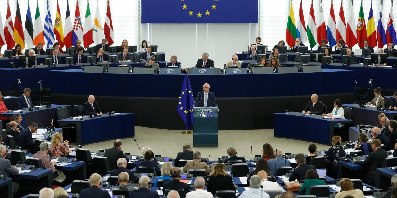 EU-kommissionens ordförande Jean-Claude Juncker under sitt tal i Strasbourg.
