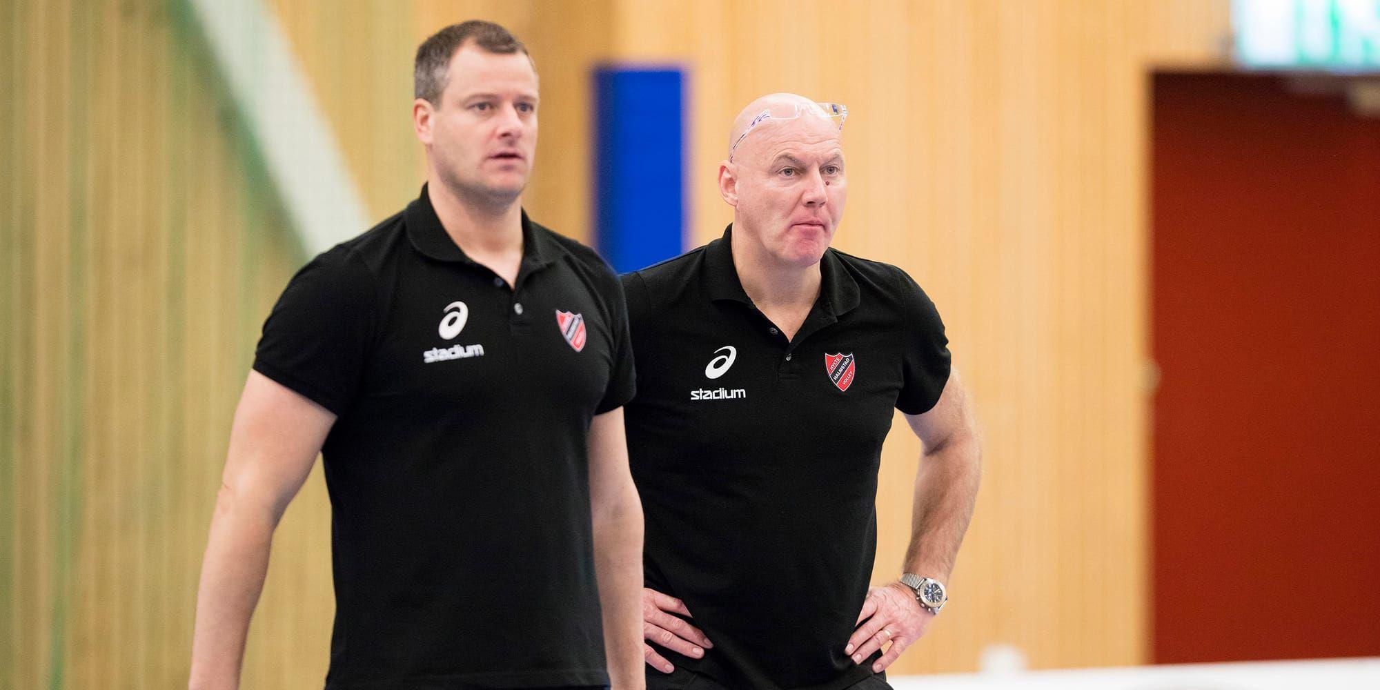 Skiljs åt. Hylte/Halmstads sportchef Mårten Johansson (till höger) letar efter ny herrtränare efter Kristian Wrethander (till vänster).