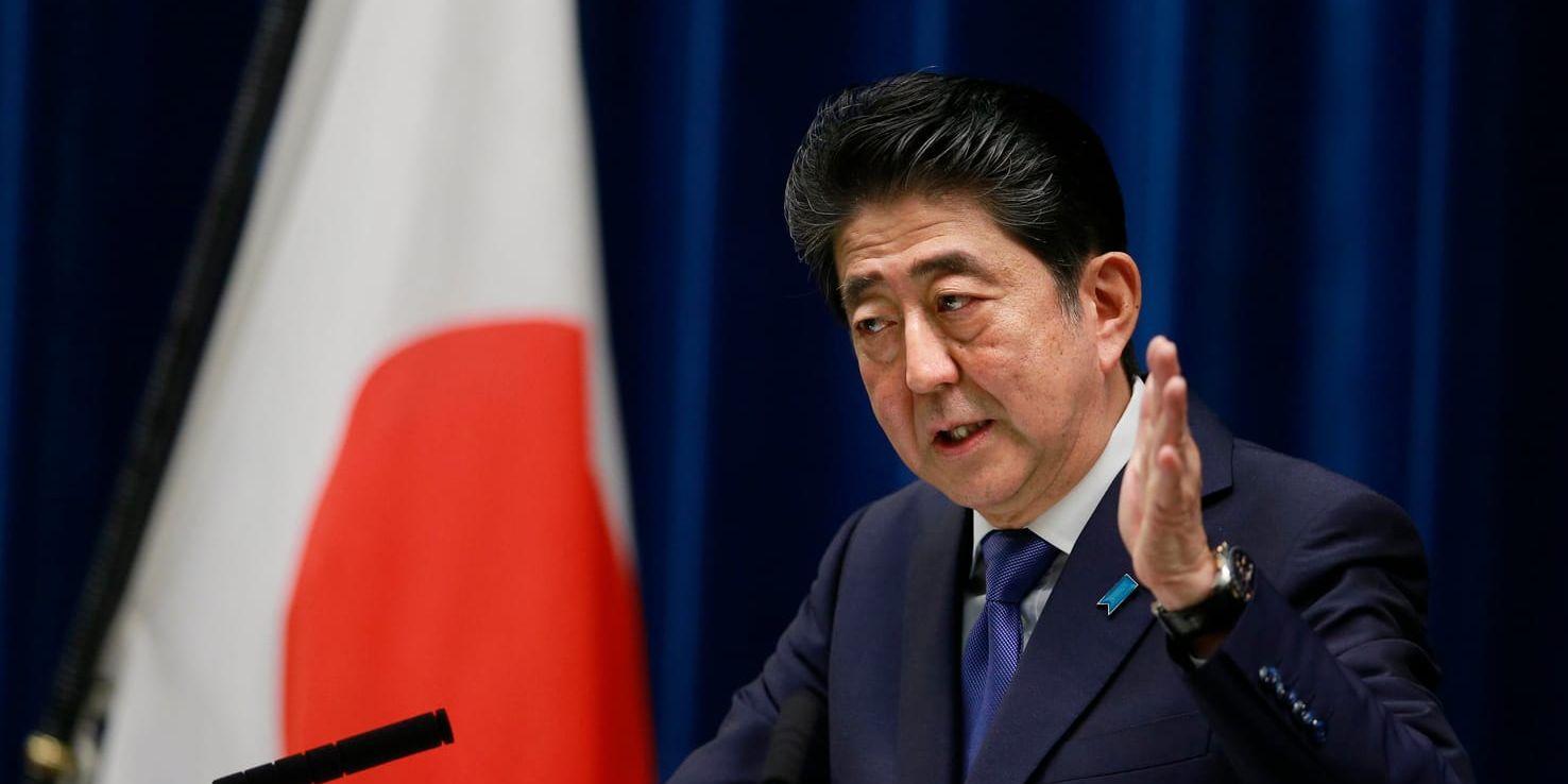 Japans premiärminister Shinzo Abe i veckan. Arkivbild.