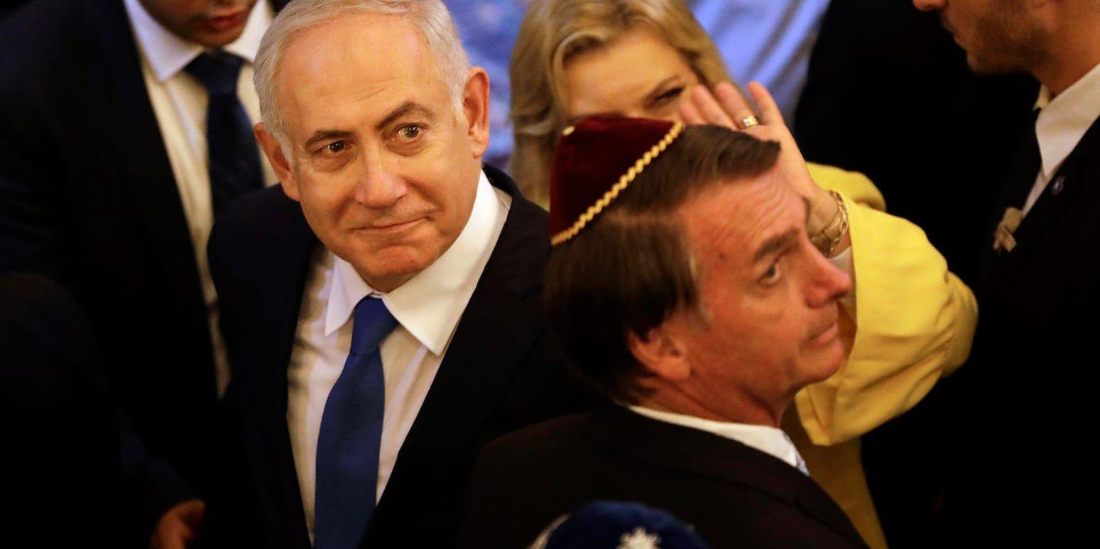 Israels premiärminister Benjamin Netanyahu och Brasiliens tillträdande president Jair Bolsonaro träffas i Brasilien.
