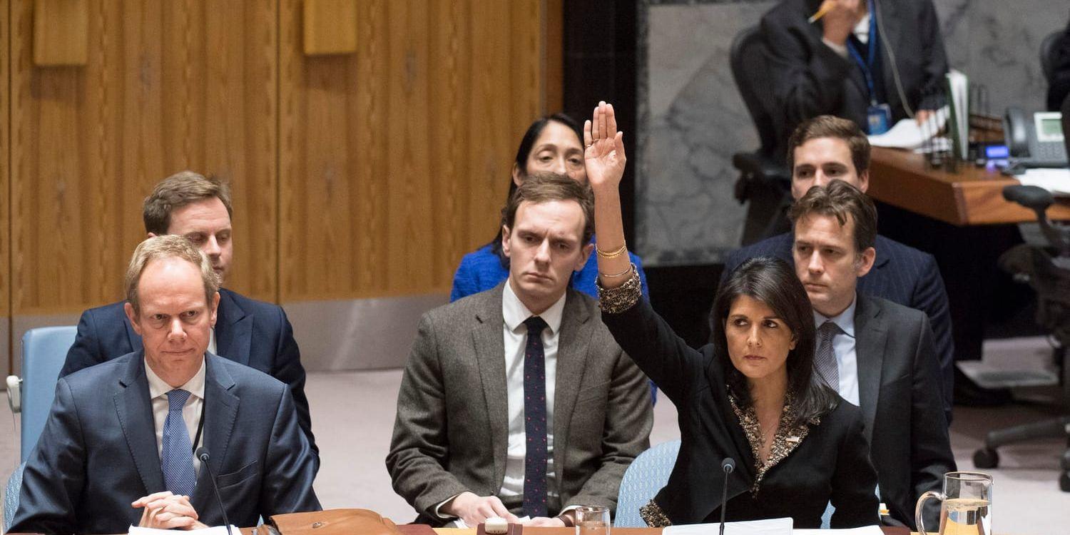 USA:s FN-ambassadör Nikki Haley.