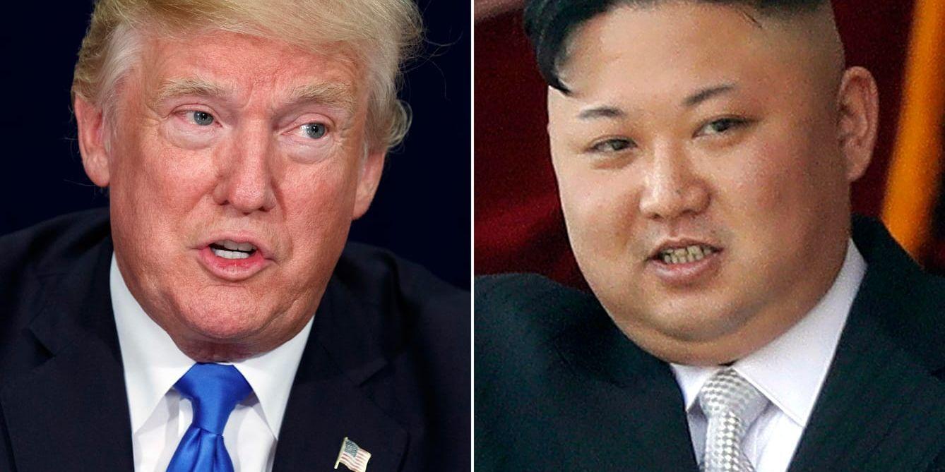 Tonläget är minst sagt ansträngt mellan USA:s president Donald Trump och Nordkoreas diktator Kim Jong-Un. Bilden är ett montage.