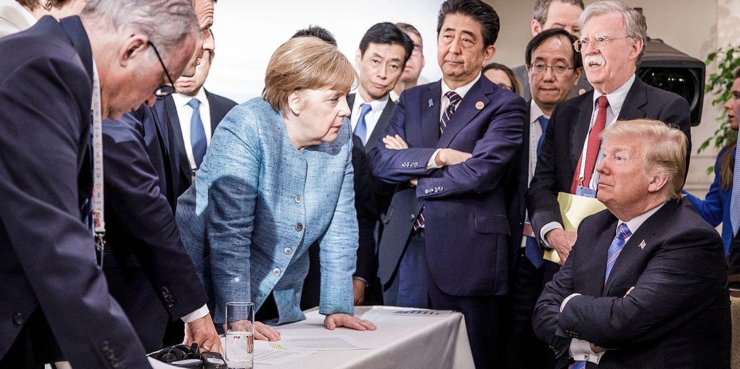 Hård press på USA:s president Donald Trump från övriga ledarna i G7-gruppen.