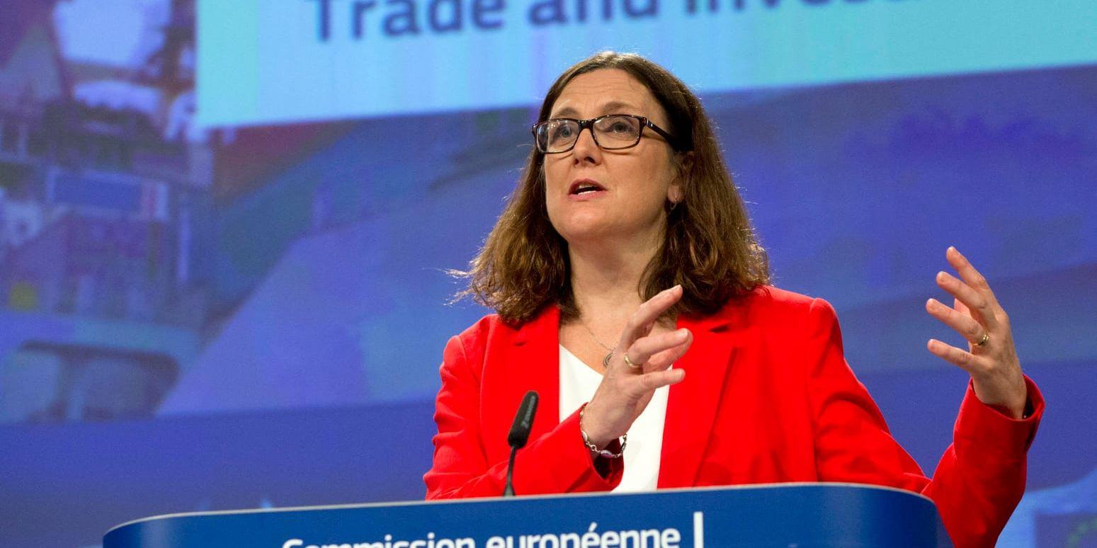 EU:s handelskommissionär Cecilia Malmström åker nästa vecka till Washington för samtal med USA:s handelsrepresentant Robert Lighthizer. Arkivbild.