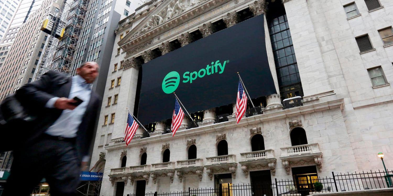 Spotify direktnoterades på New York-börsen med en öppningskurs på 165,9 dollar. Arkivbild.