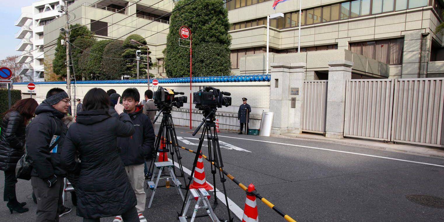 Nordkoreas de facto-ambassad Chongryon i Tokyo. Bilden är från en tidigare händelse och hänger inte ihop med skottdådet som beskrivs i artikeln.