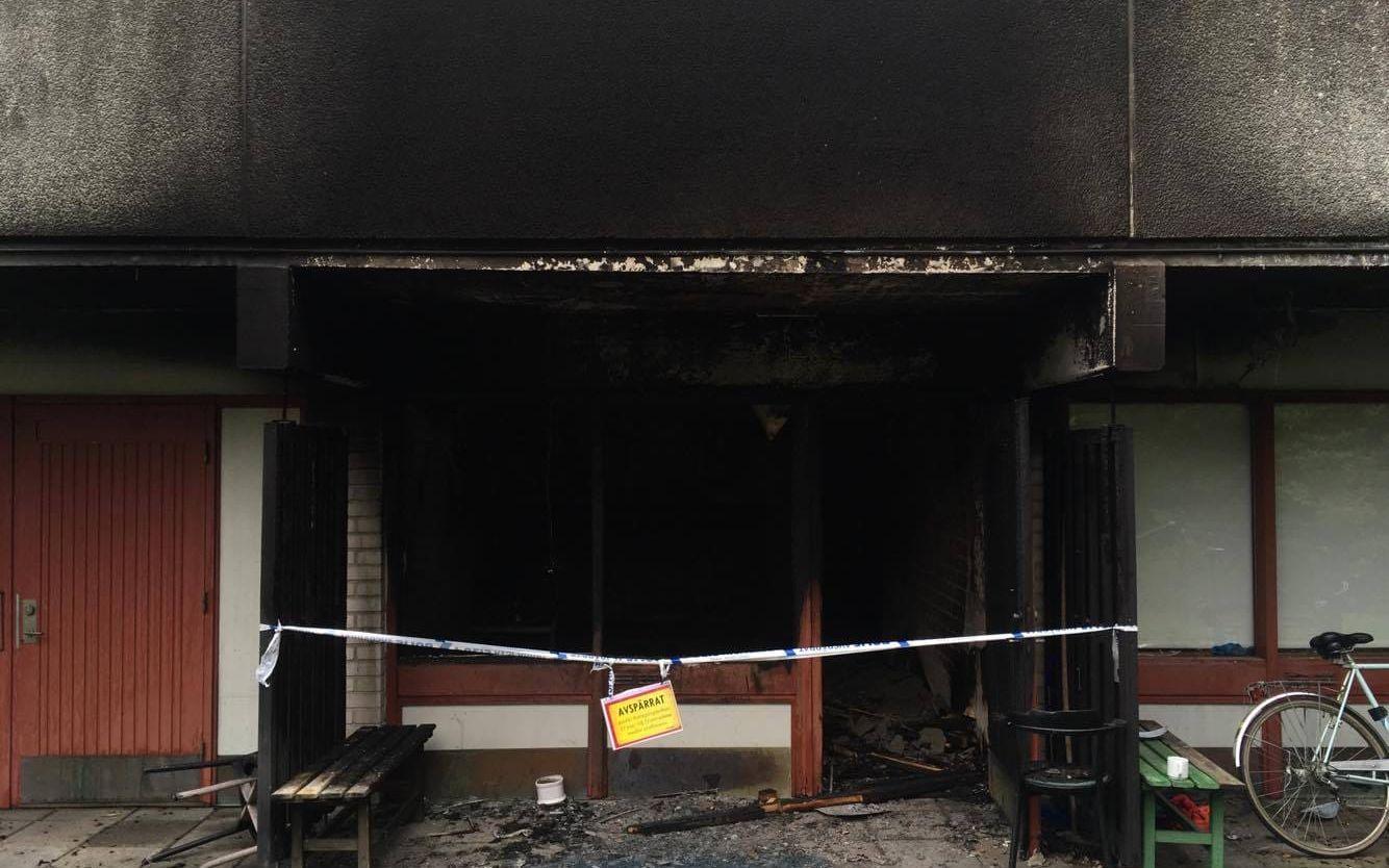 En av lägenheterna på Vidablick blev totalförstörd i branden. Bild: Roger Larsson
