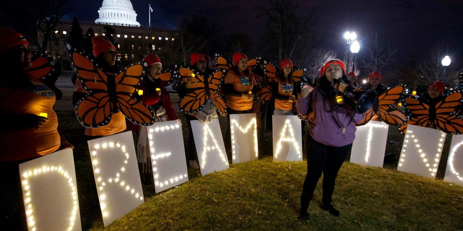 En demonstration till stöd för Dacaprogrammet utanför kongressen i Washington DC i januari.