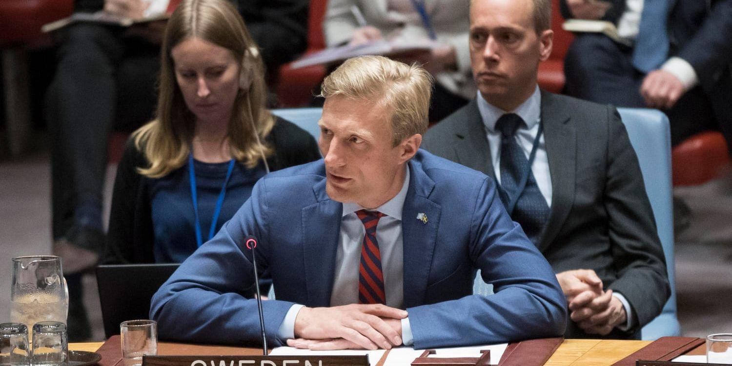 Carl Skau, svensk ambassadör och biträdande representant i säkerhetsrådet, under det extrainsatta mötet.