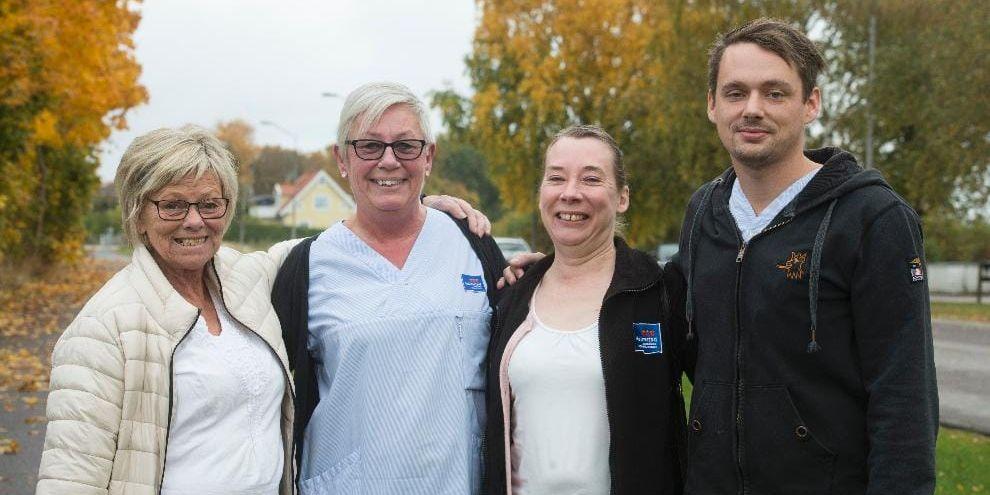 Friskare. Berit Arturson, Kersti Lööv, Linn Björkman och Dennis Ahlgren på Snöstorps hemtjänstgrupp har tränat sig till bättre hälsa.