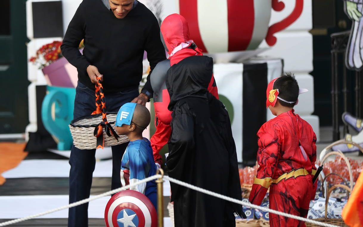 Barack Obama under Halloween-firandet i Vita huset 2016. Bild: TT