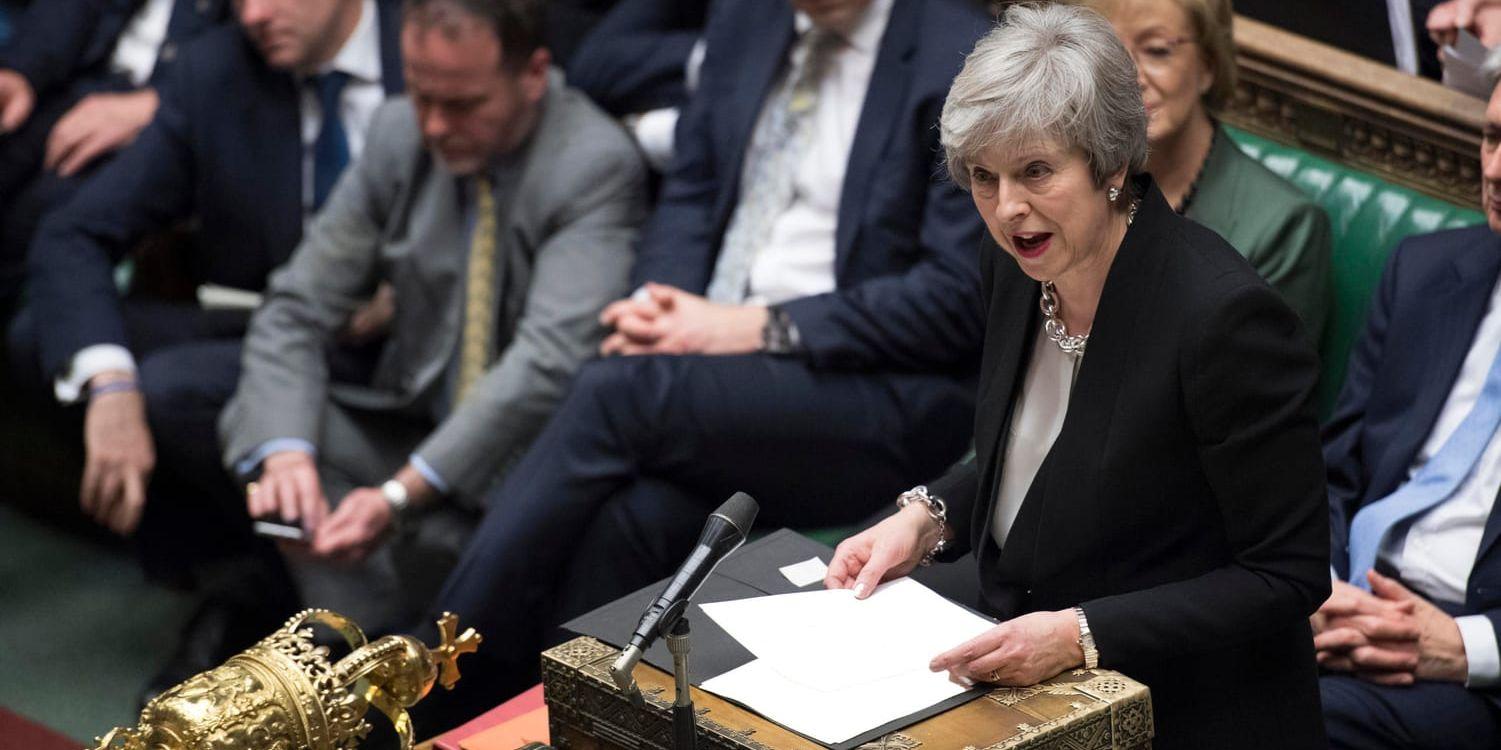 Premiärminister Theresa May i parlamentets underhus i London. Arkivfoto.