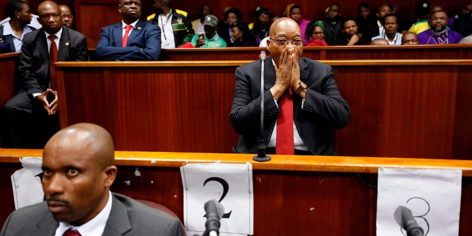 Jacob Zuma i domstolen i Durban, Sydafrika.