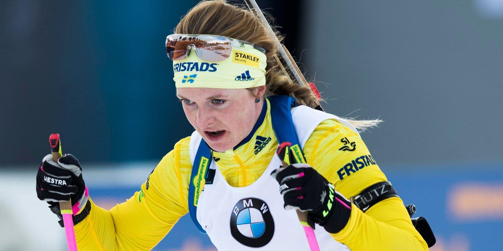 Mona Brorsson i Oslos världscuptävling i skidskytte.