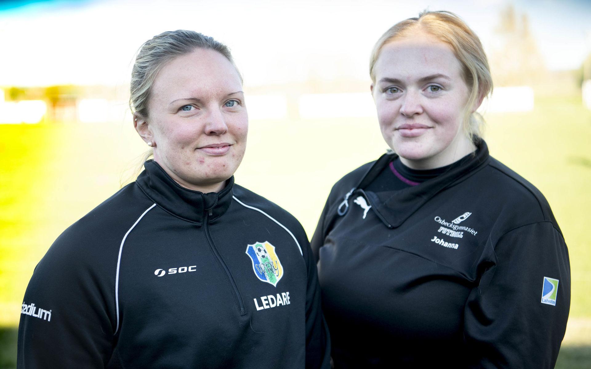 Karin Åkesson (till vänster) och Johanna Larsson är båda försvarsspelare i WRY-VGLT.