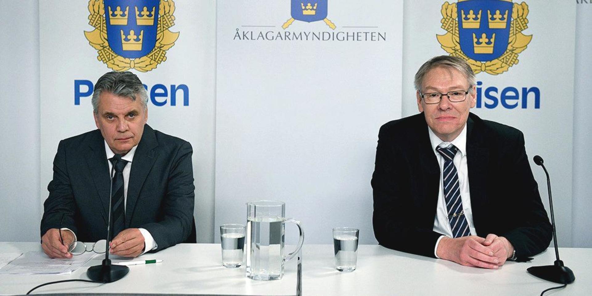 Välsedda. Spaningsledare Hans Melander och chefsåklagare Krister Petersson på onsdagens  digitala pressträff om Palmeutredningen.