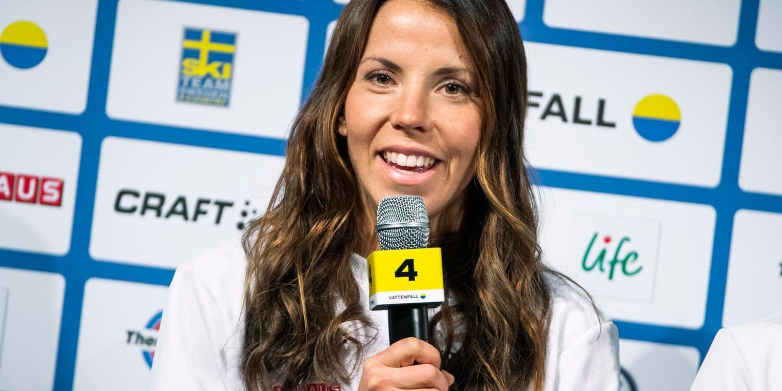 Charlotte Kalla under Svenska skidförbundets pressdag i Solna.