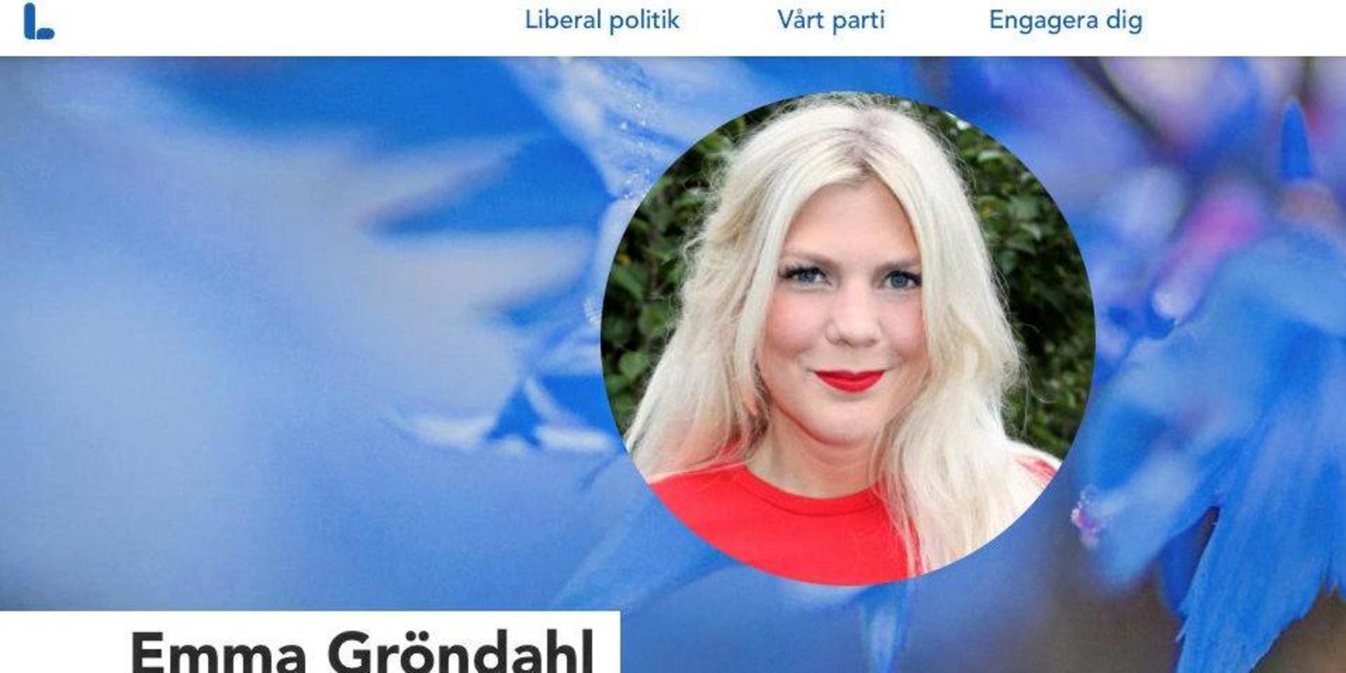 Den tidigare Laholmspolitikern Emma Gröndahl blev på nytt invald i Liberalernas partistyrelse senast i november 2019.