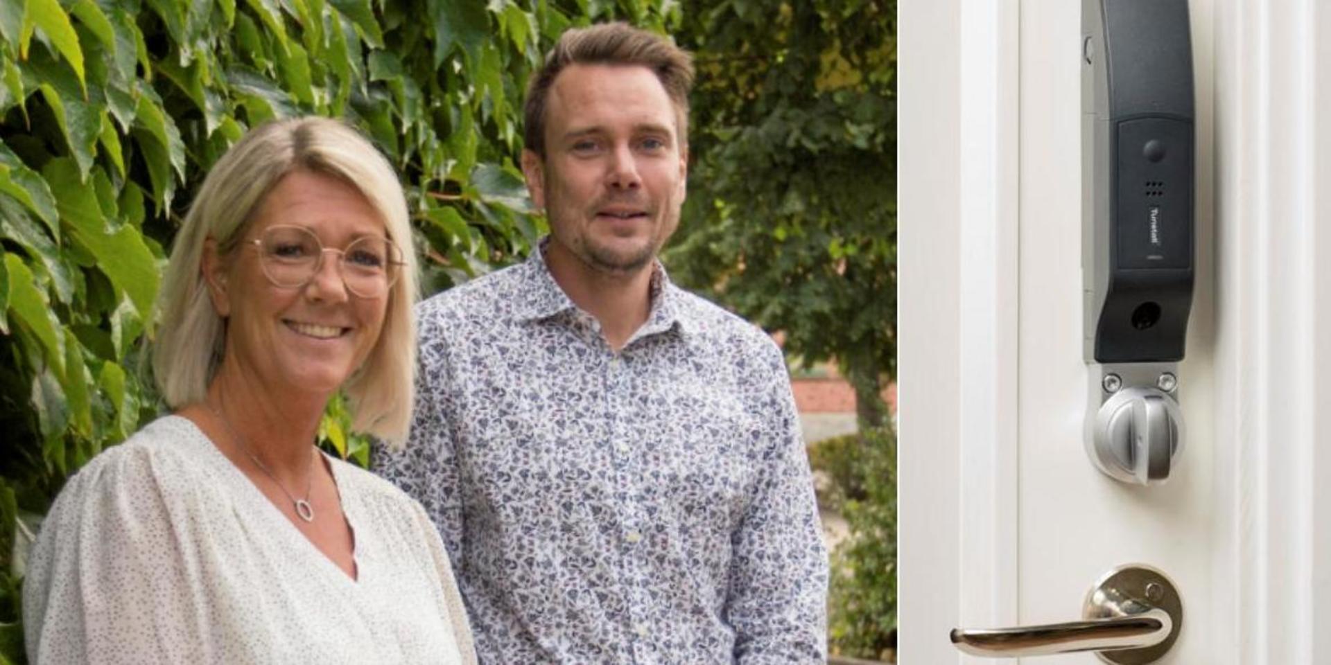 Christel Axelsson och Johan Söderström är socialtjänstens projektledare för nyckelfri hemtjänst med digitala dörrlås.