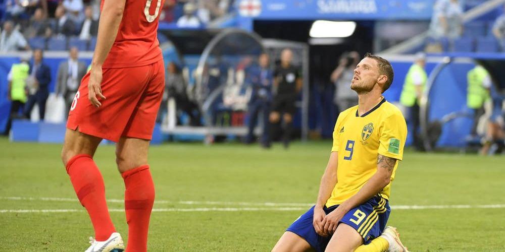 Marcus Berg var en av många besvikna svenskar efter VM-förlusten mot England i Samara.