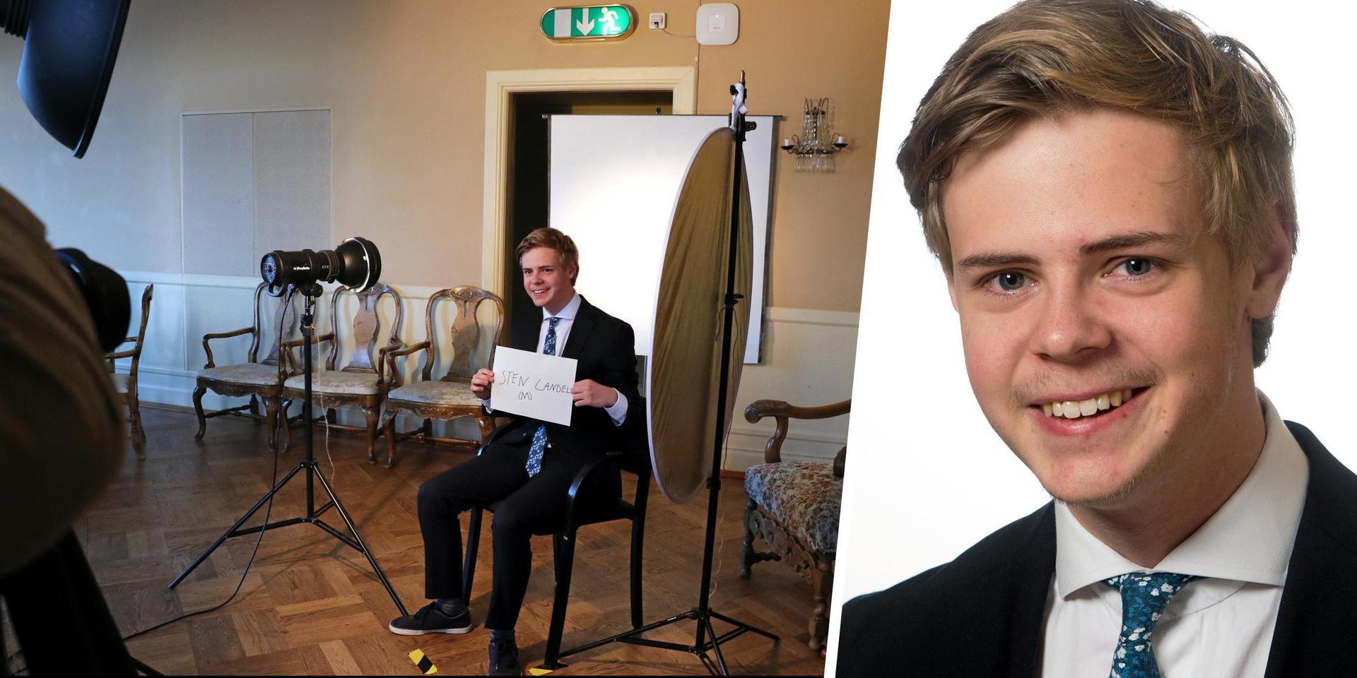 20 år gammal fotograferades Sten Candell i samband med att han tog plats som ledamot i Laholms kommunfullmäktige i oktober 2018.