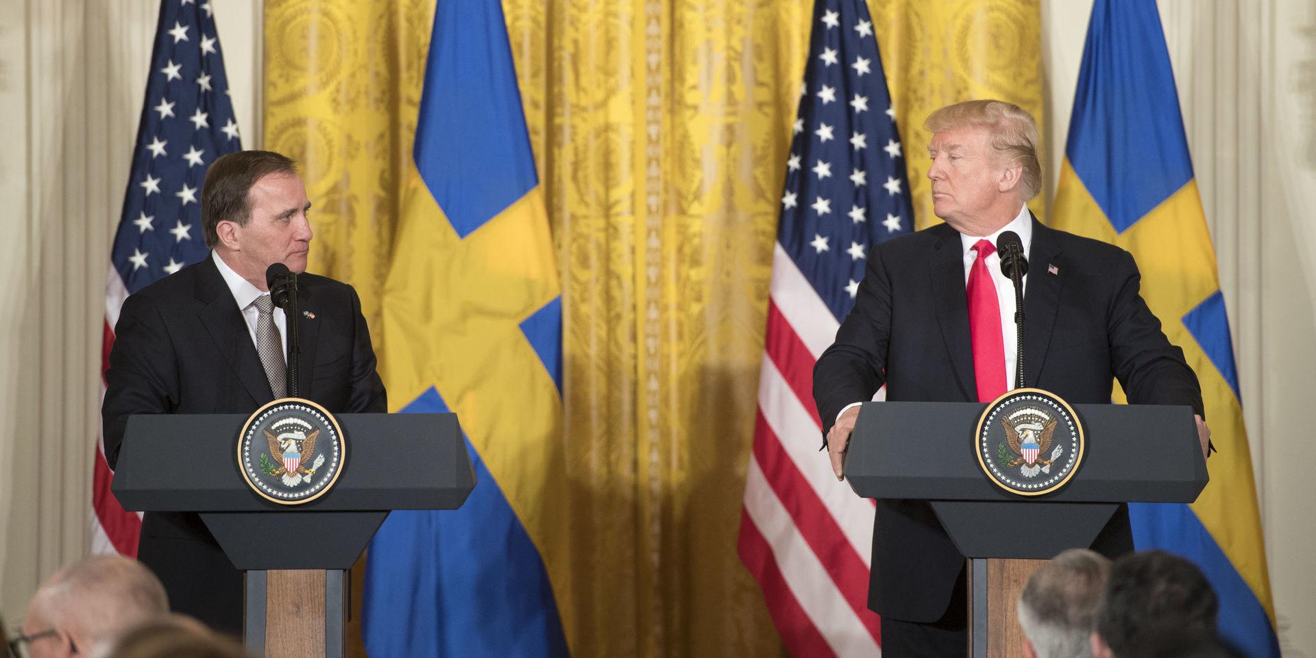 Sveriges statsminister Stefan Löfven besökte USA:s presidents Donald Trump i Vita Huset 2018.