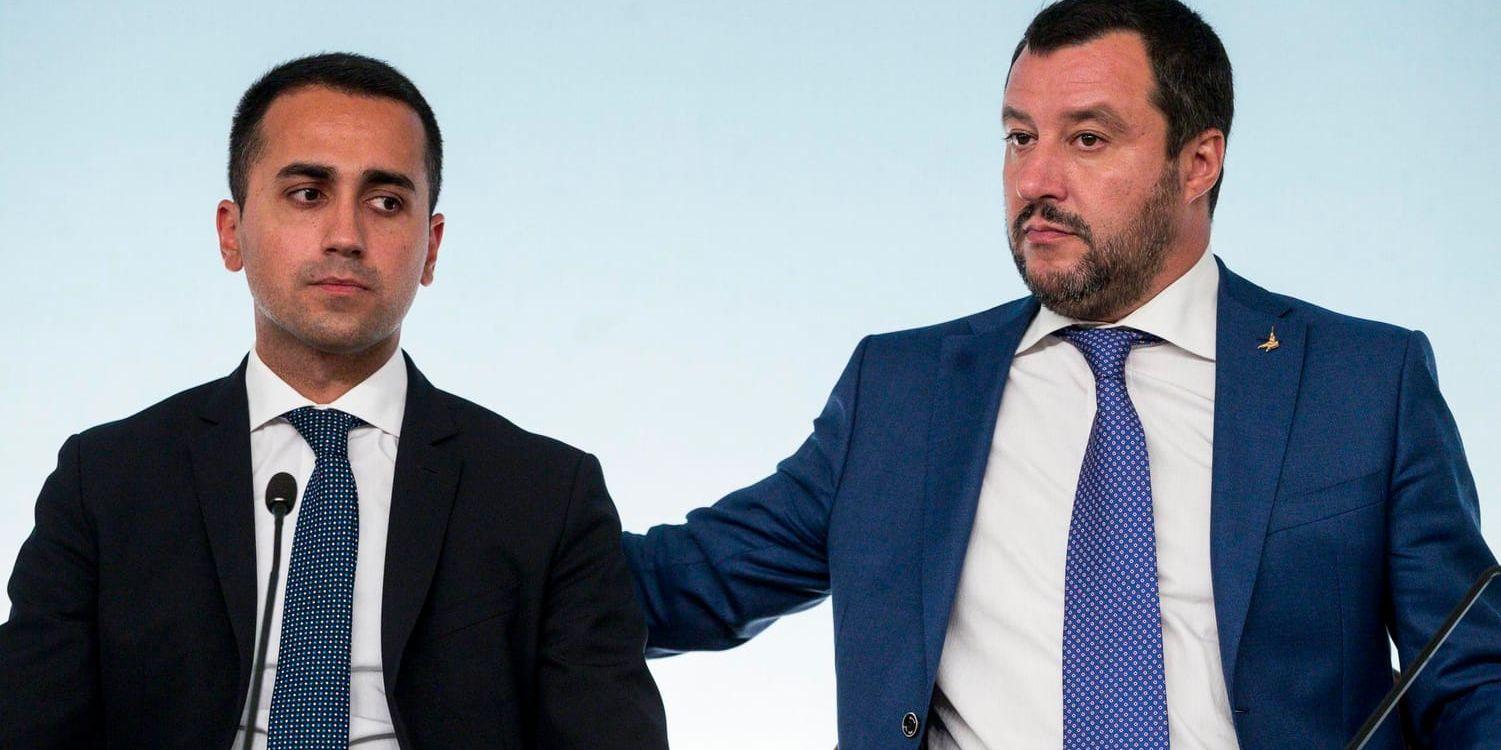 Hur länge kan Femstjärnerörelsens ledare Luigi Di Maio och Legas motsvarighet Matteo Salvini hålla ihop sin regering? Arkivbild.