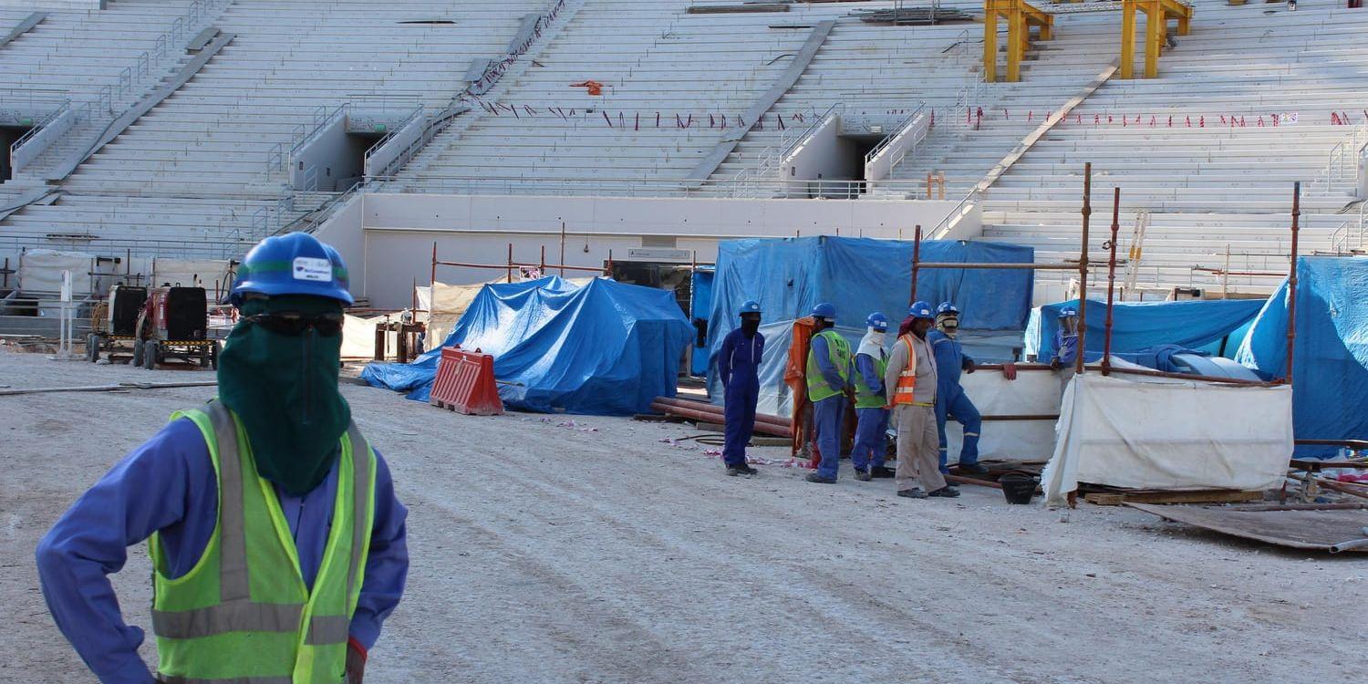 Arenabygge i Doha i Qatar inför fotbolls-VM 2022. Arkivbild.