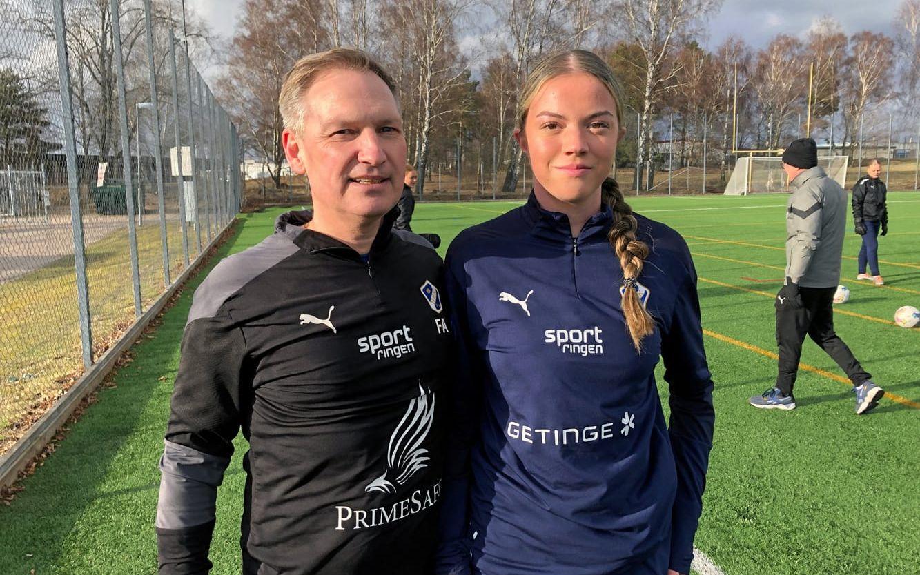 Izabella Blomqvist med HBK:s tränare Fredrik Andersson.