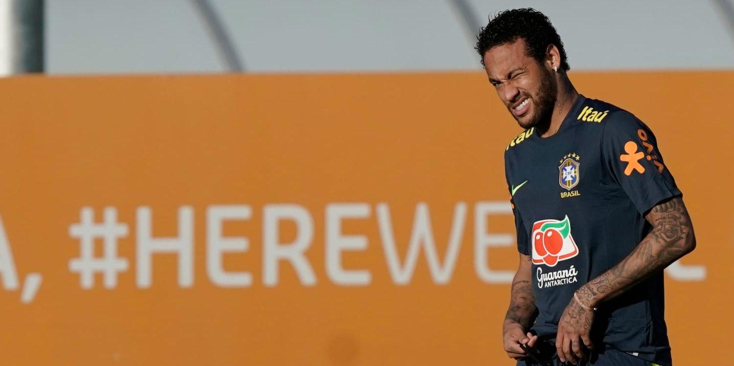 Neymar på träningsanläggningen Granja Comary i Teresópolis. Bilden är från i tisdags.