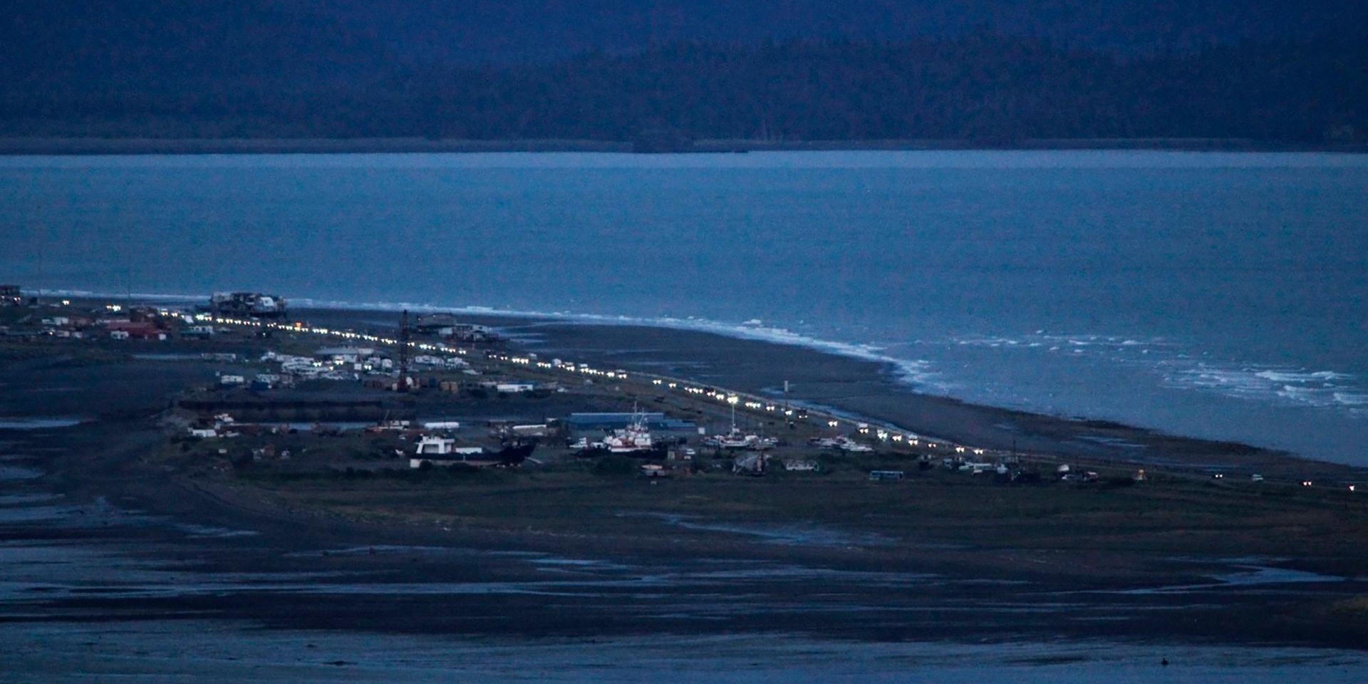 Arkivbild från Homer, Alaska, i närheten av skalvområdet.